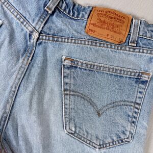 Vintage Levis 550 Mens 36x32 Jeans Relaxed Light Wash 90s Black Batwing Y2K Wide